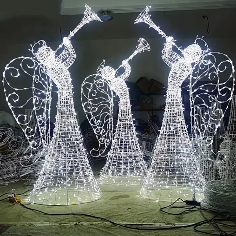 Outdoor Christmas daylight decoration LED Christmas angel lights shopping mall hotel decoration