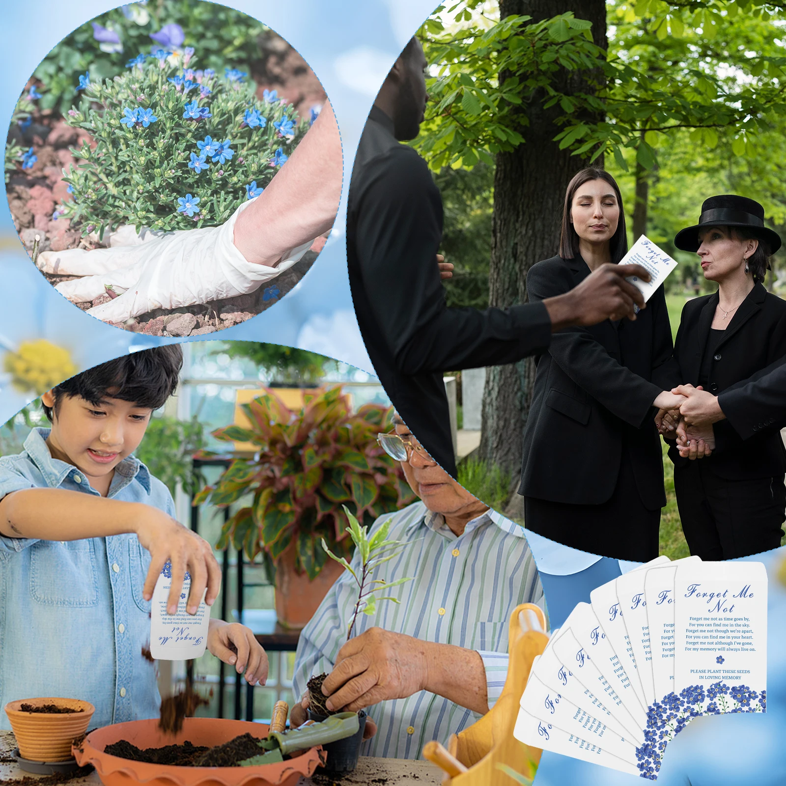 100 Pcs Forget Me Not Seeds Packets Favors For Funerals Memorial Favours For Guests - Not Include Seeds - Forget Me Not Seeds En