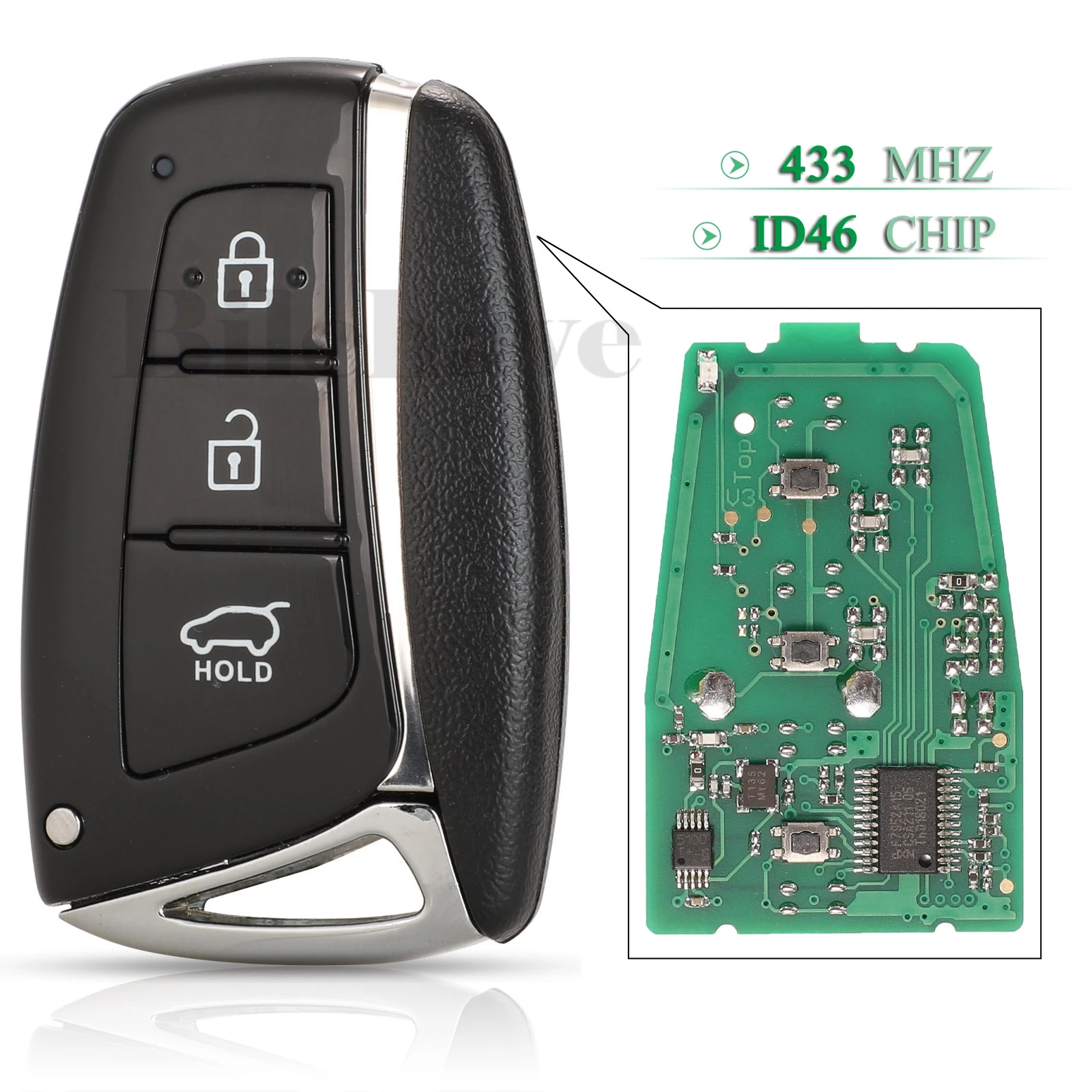 

jingyuqin 3 Buttons Smart 433Mhz ID46 PCF7953 Chip Remote Car Key Fob For HYUNDAI Santa Fe IX45 Vehicle Control 95440-2W600