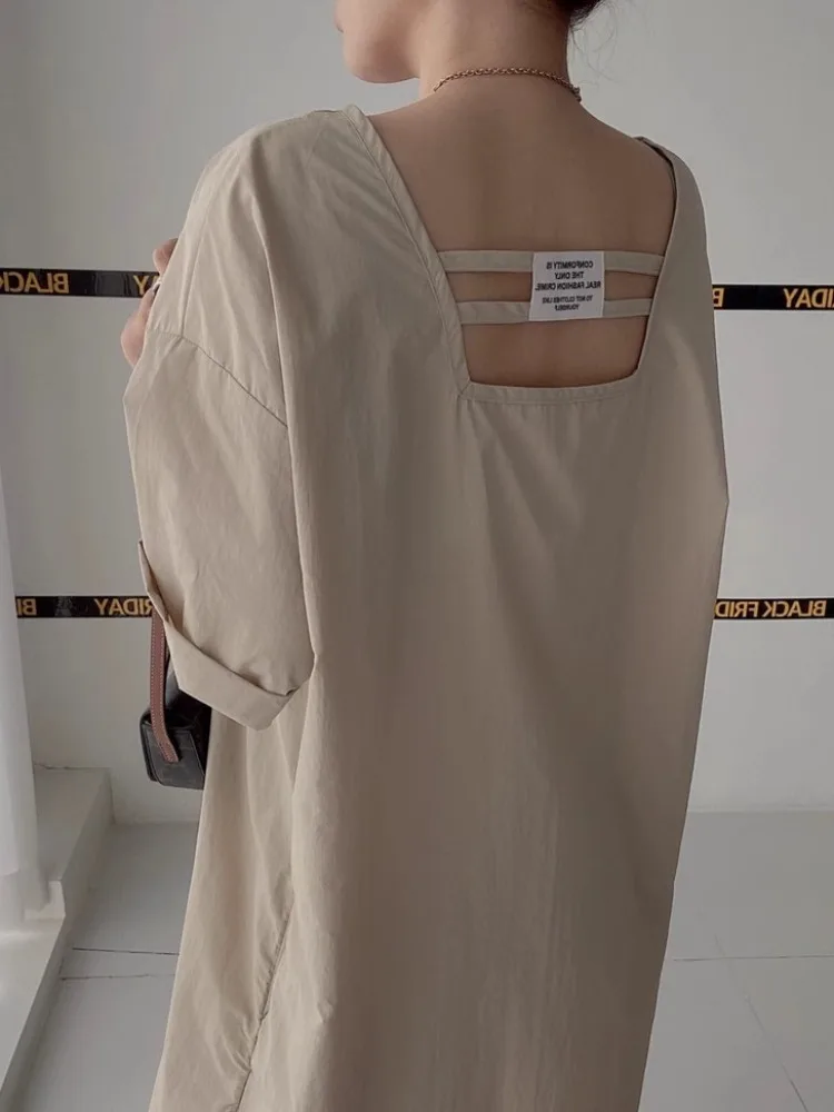 Vestido adeazante largo con etiqueta calada, ropa de dos caras, diseño e de verano, vestido Dongda Gate, falda acamp...