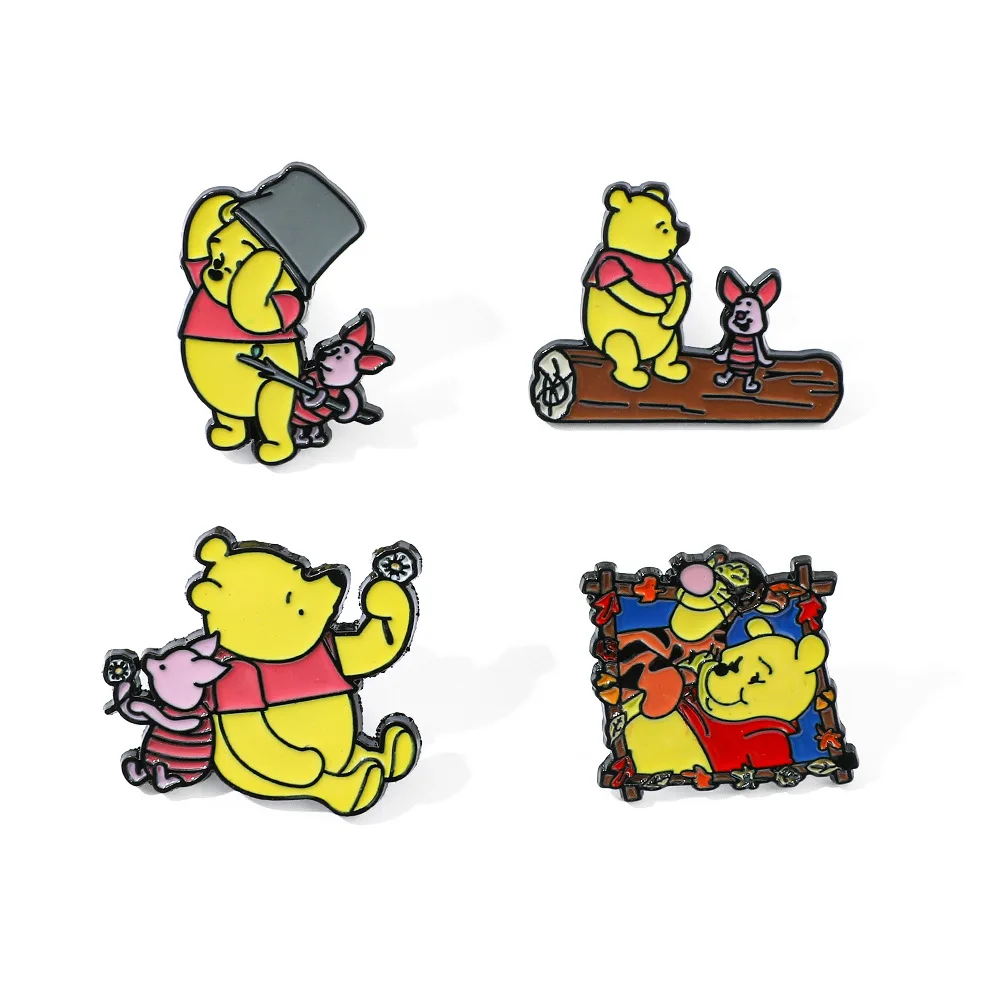 

1 Set Creativity Cartoon Brooch Cute Pooh Piglet Tigger Enamel Pin Metal Badge Jewelry Clothing Backpack Accessories Gifts