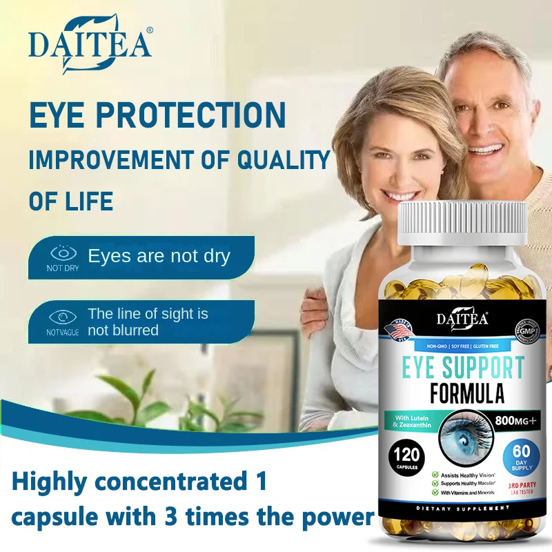 Daitea Eye Vitamins with Lutein, Zeaxanthin and Bilberry Extract, Lutein Blend for Eyestrain, Healthy Adults