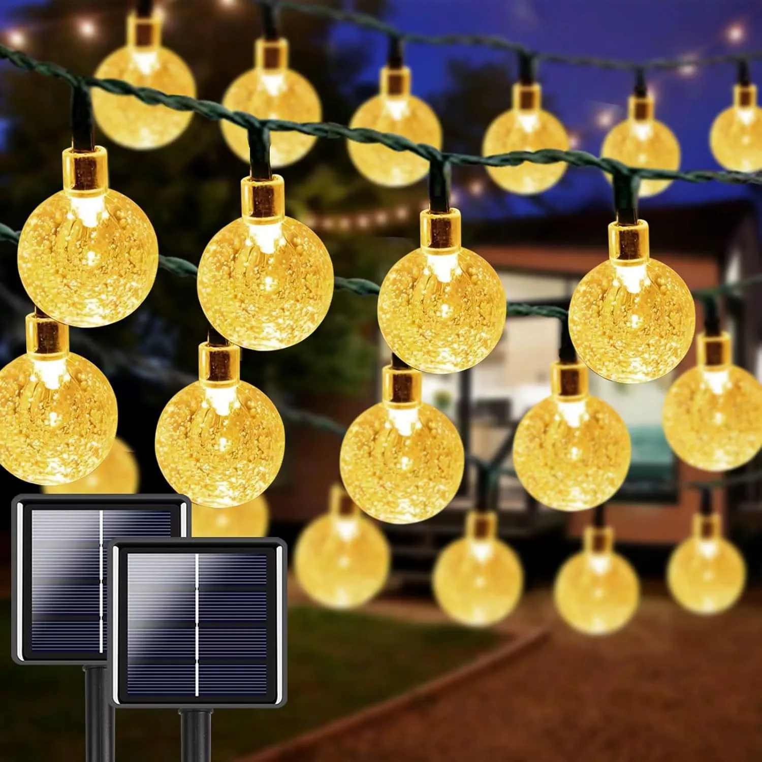 8 Modes Solar Light Crystal Ball Cherry Blossom 5M/7M/12M LED String Lights Fairy Garlands Christmas Wedding Outdoor Decoration