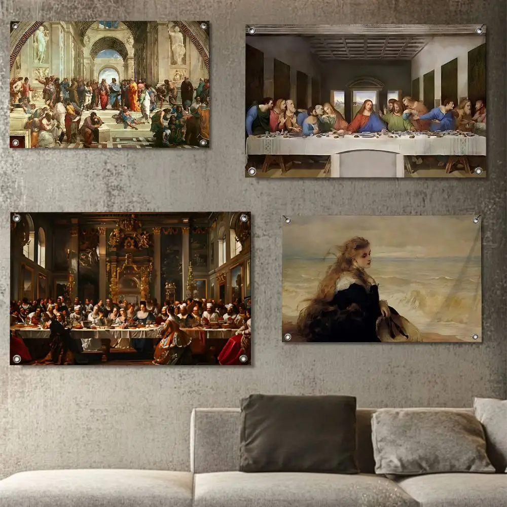 

Renaissance Art Aesthetics High-Quality Flag Tapestry Printed Wall Decor Indoor Outdoor Use for Party Home Bar