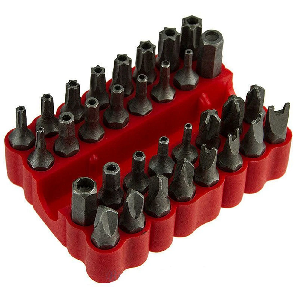 Juego de brocas de seguridad a prueba de manipulaciones, destornillador con soporte de extensión magnética, llave de estrella hexagonal Torx, herramientas de carpintería, 33 piezas