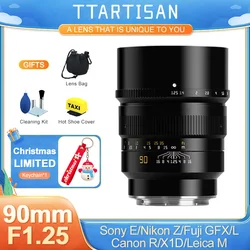 TTArtisan 90mm F1.25 Full Frame Manual Focus Portrait Lens for Sony E Nikon Z Canon RF EOSR Leica Sigma L Hasselbald X1D Camera