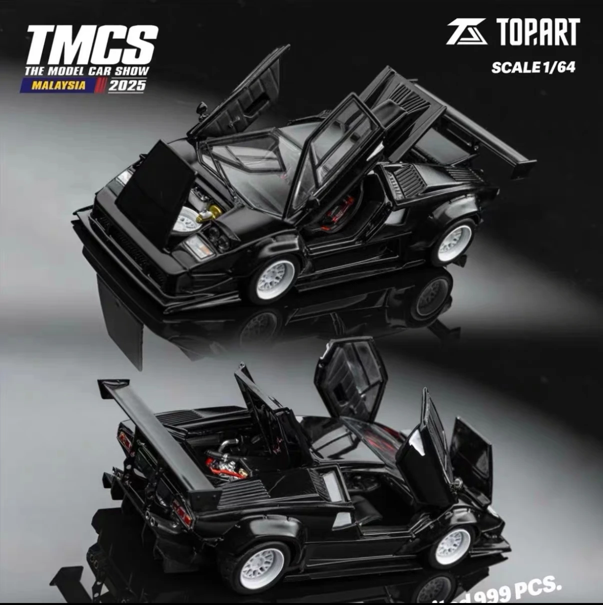 TOPART 1:64 LBWK Lamborgi Nikontash Countaach Pearl Black 2025 TMSC Exhibition Limited Edition Simulation Alloy Car Model