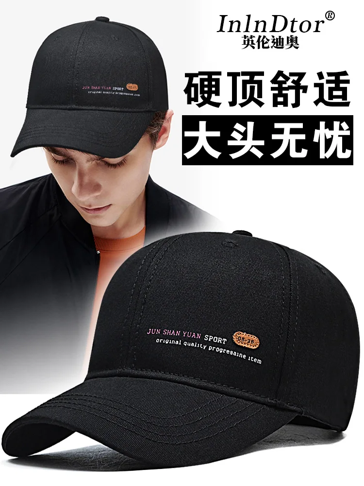 InlnDtor new cotton golf baseball cap sweat-absorbing breathable outdoor bald head large size hard top cap