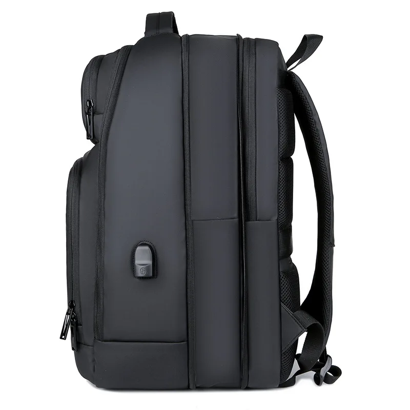 Skin film backpack with anti splashing and thickened back for pressure reduction and shock resistance