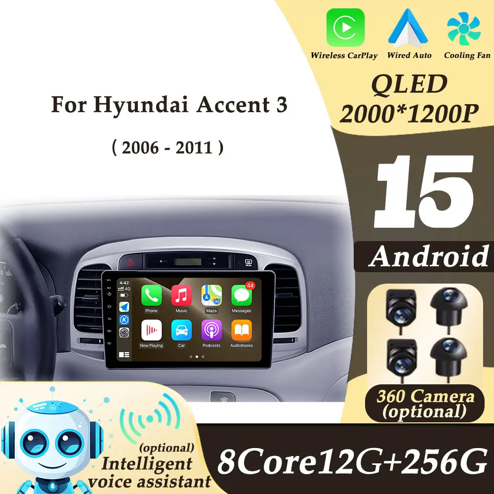 

Audio Car Radio Video Multimedi Player for Hyundai Accent 3 2006-2011 Wireless CarPlay Split Screen WIFI BT Auto Tools No 2 din