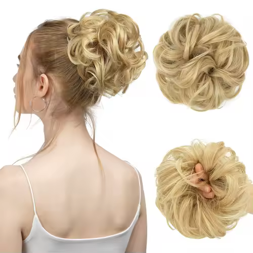 Synthetic Messy Hair Bun Extensions Big Curly Elastic Hair Scrunchies Hairpieces Chignon Donut Updo Hair Pieces for Women - Image 38