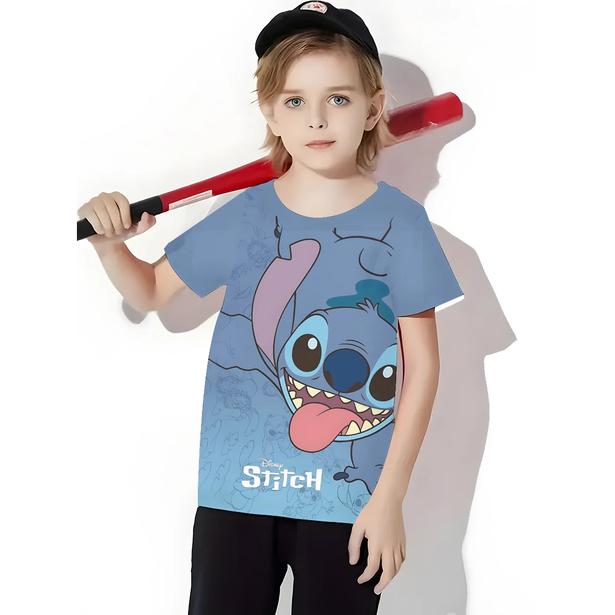 Cartoon Stitchs Print Baby Clothing 5 to 14 Years Male Outdoor Clothes for Children Boy Girl Child T-Shirt Top Shirts