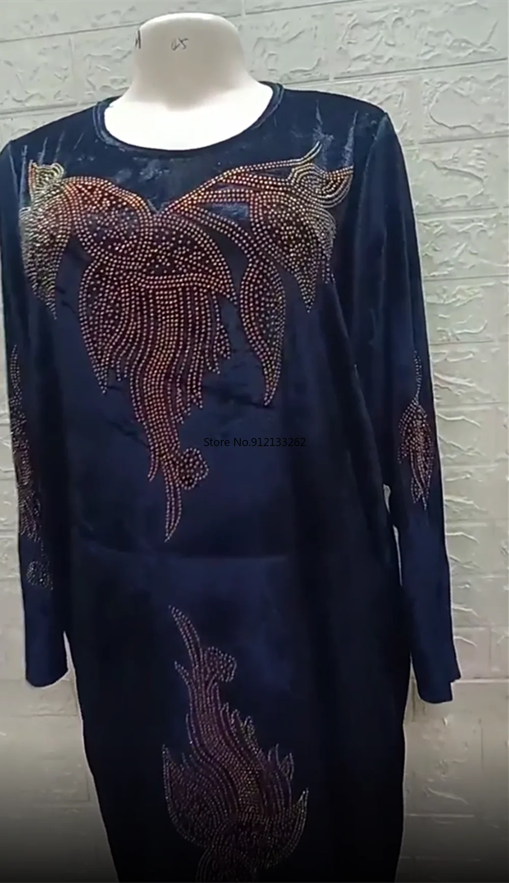 Polyester African Dresses for Women Summer African Women Long Sleeve V-neck Solid Color Long Dress African Robes  Freee size