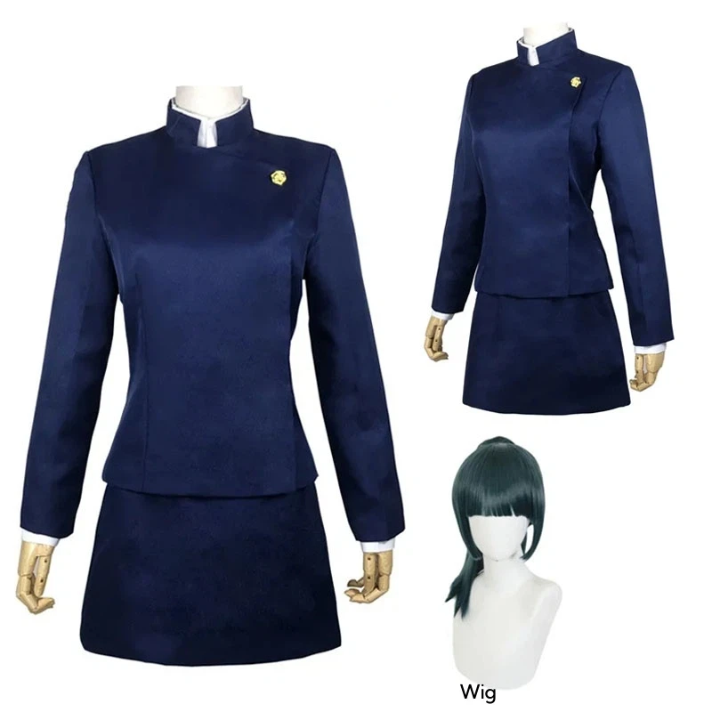 Jujutsu Kaisen Maki Zenin disfraz de Cosplay Maki Zenin gafas peluca Top faldas conjunto completo Maki uniforme de fiesta de Halloween para mujeres y hombres