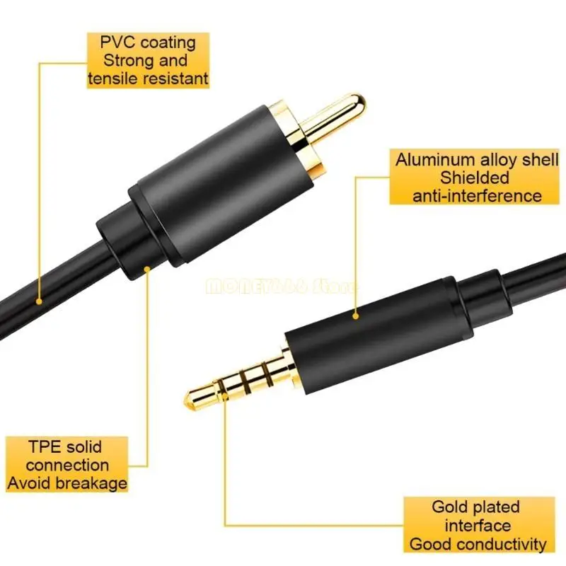 F62C 1M TAC512 동축 케이블 3.5 ~ 3.5mm 디지털 장치 용 수컷 RCA 코드
