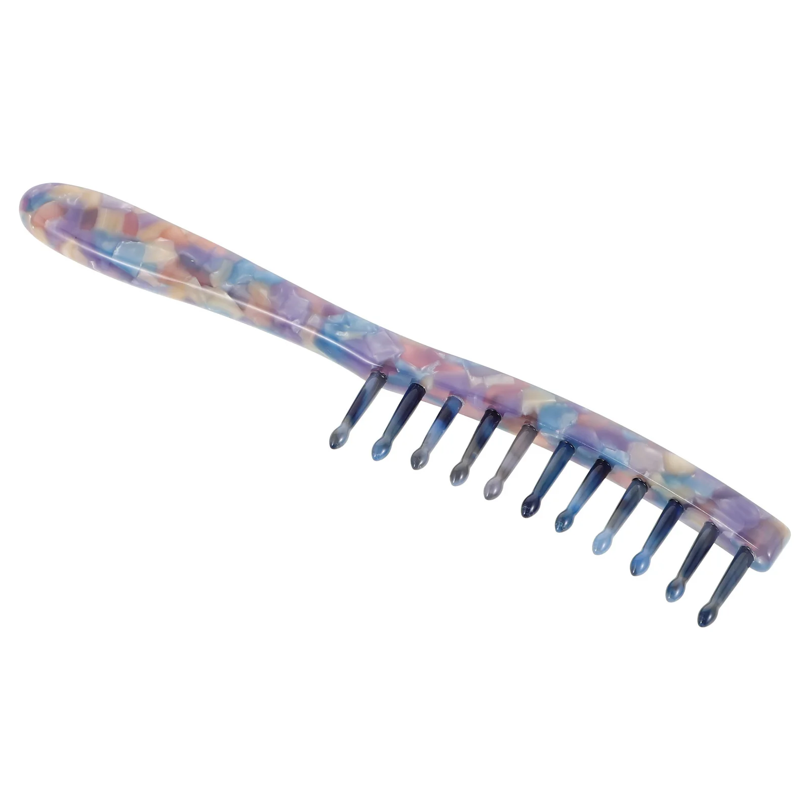 

Marble Texture Wide Tooth Comb Vintage Long Handle Colorful Pattern Detangler Massage Comb For Curly Wavy Wet Hair Women