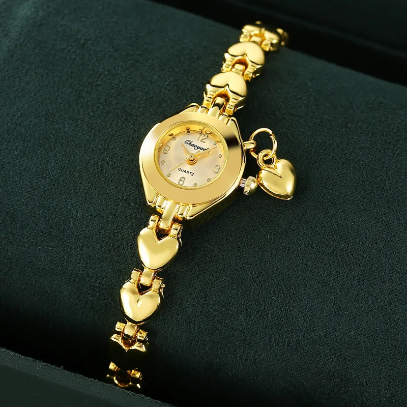 Chaoyada Ladies Golden Love Shape Watch Women Small Bracelet Quart Wristwatch Saati Clock Relogio Feminino Relojes Para Mujer