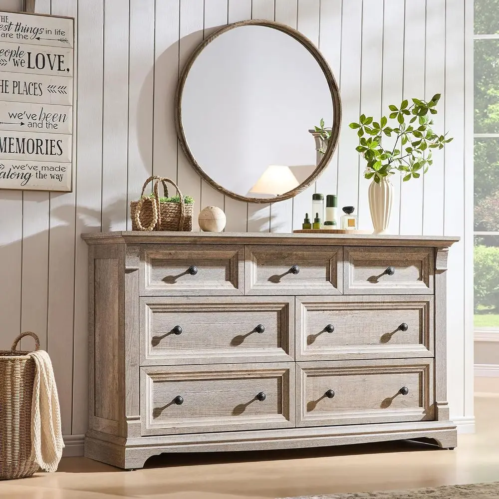 

Rustic 54 Wide Wood Chest with Column for Bedroom and Living Room Storage in Light Rustic Oak