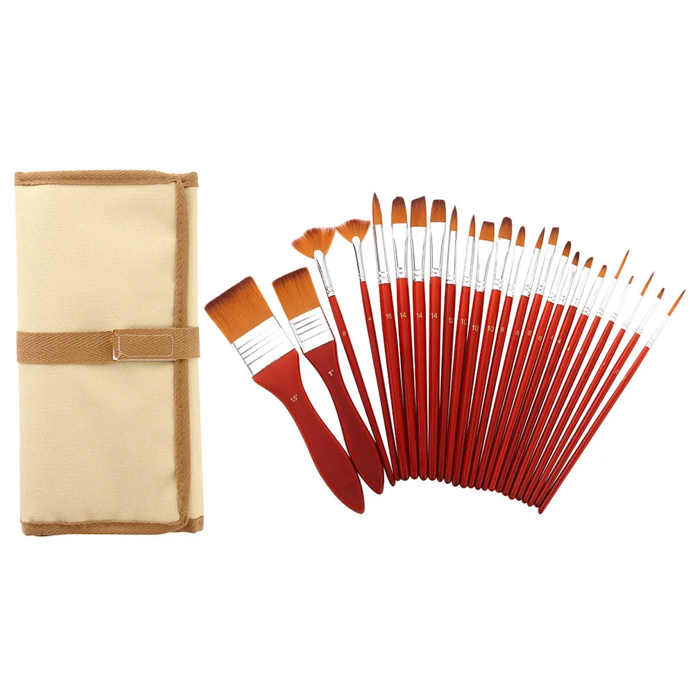 

Набор профессиональных кистей для рисования, 24 шт., нейлоновая щетина, для акварели, масла, гуаши, художественные принадлежности, портативный, легко чистится, сумка для хранения