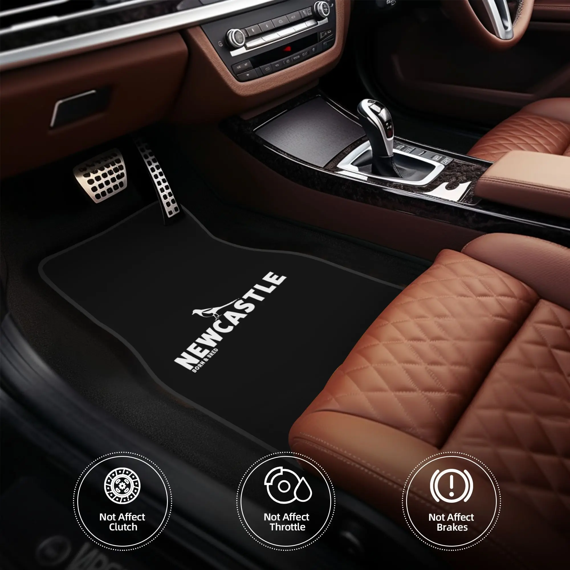 (2D) Cargo Liners. 4pcs Set Newcastle Born And Raised Floor Mats, Durable, Suitable For All Types Of Models, Ideal Gifts, Inter