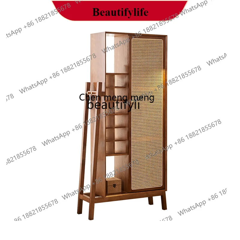 

G153 Rattan solid wood furniture Bogu frame teacup tea set storage cabinet, pavilion display cabinet storage, display cabinet