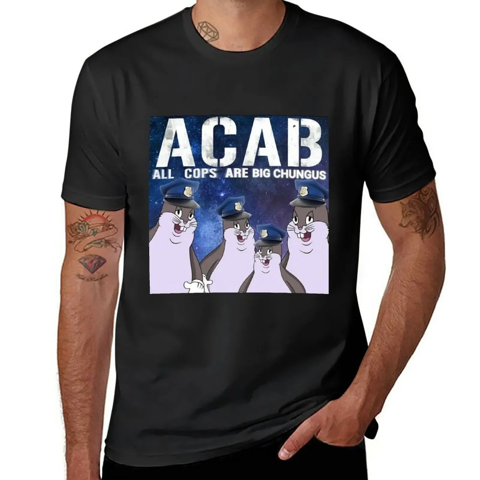 New All Cops Are Big Chungus ACAB T-Shirt graphic t shirt cute clothes man clothes mens graphic anime Male fashion Hot Sale