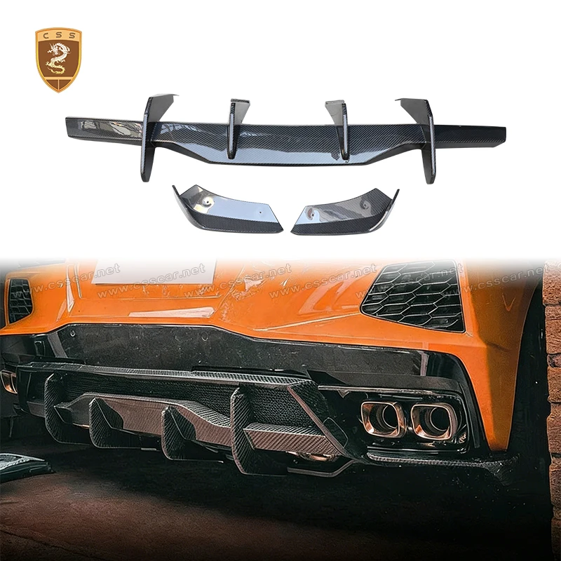

3Pcs Car Rear Bumper Diffuser Shark Fin For Chevrolet Corvette C8 OEM Style Lower Lip Splitter Guard Body Kits