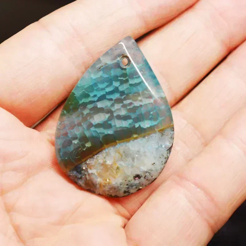 1PCS  40mmx28mm Natural  Mixed Stone Bead Teardrop  Cabochon Hole Jewelry for Women Making Jewerly DIY Gift