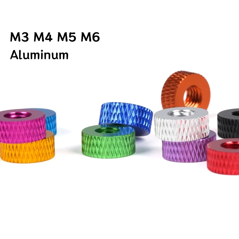 Beicai M3 M4 M5 M6 Colourful Knurled Aluminum Hand Tighten Thumb Hand Nuts Anodized Through Hole Nut 5/pcs