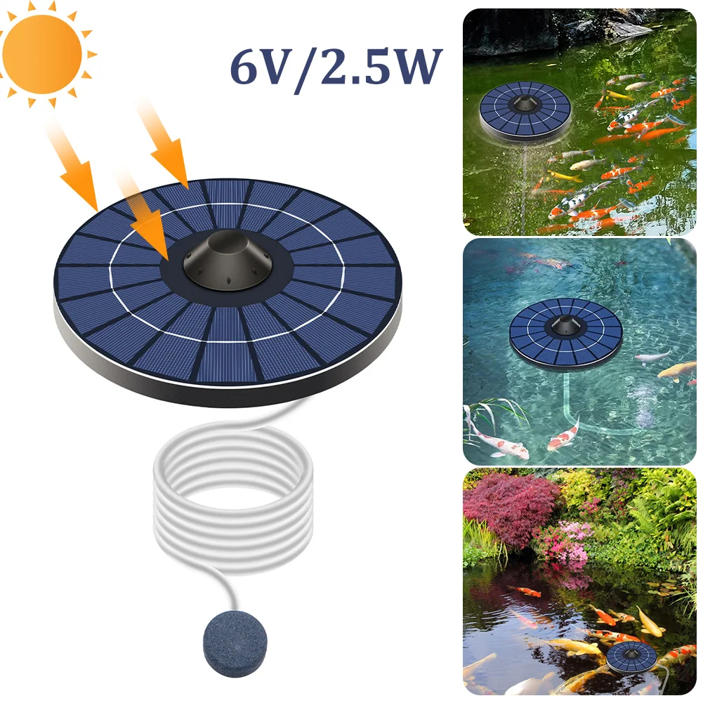 

0.8L/min Round Solar Aeration Oxygen Pump Stable Silent Water Air Aerator Pumps For Aquarium Fish Tank Pond Fishing Oxygenation