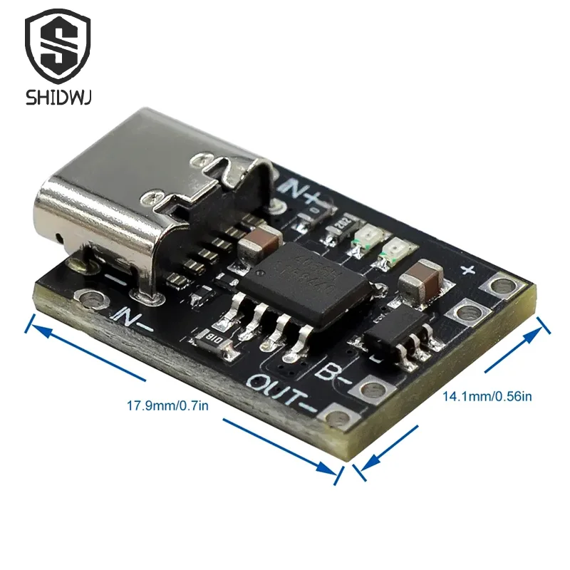 5 Stück TP4057 1A 3,7 V Lithium-Batterie-Lade- und Entladeplatine mit Schutz Typ-C USB C Li-Ionen-Akku-Ladeplatinen