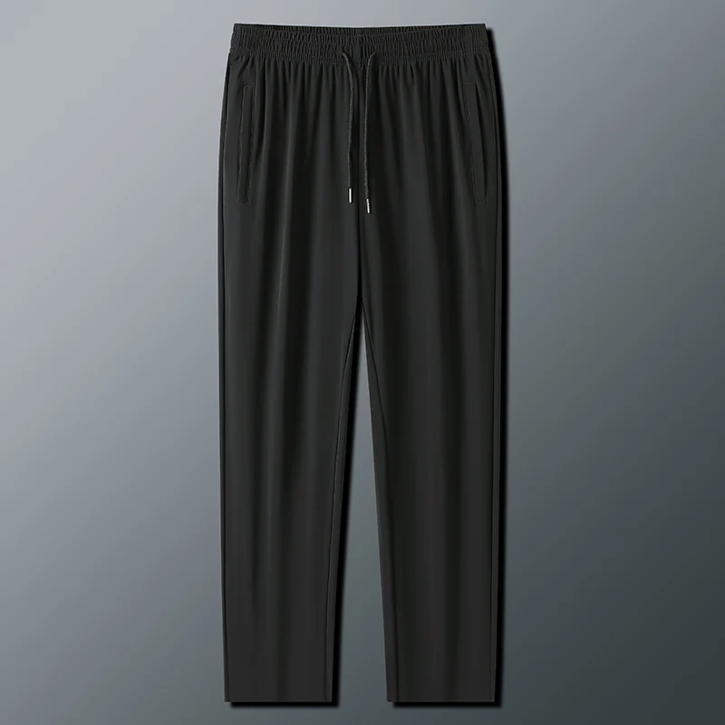

Men's Casual Pants Spring and Summer Thin Black Ice Silk Quick-Drying Breathable High Elastic Large Size Sports Pants