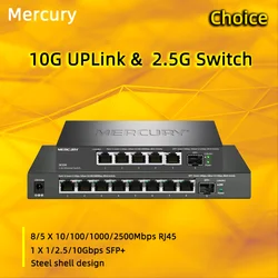 Mercury 10G SFP+ 5-Port Multi-Gigabit 2.5Gbps Unmanaged Plug and Play Network Ethernet 2.5G Switch Fibra Internet Splitter