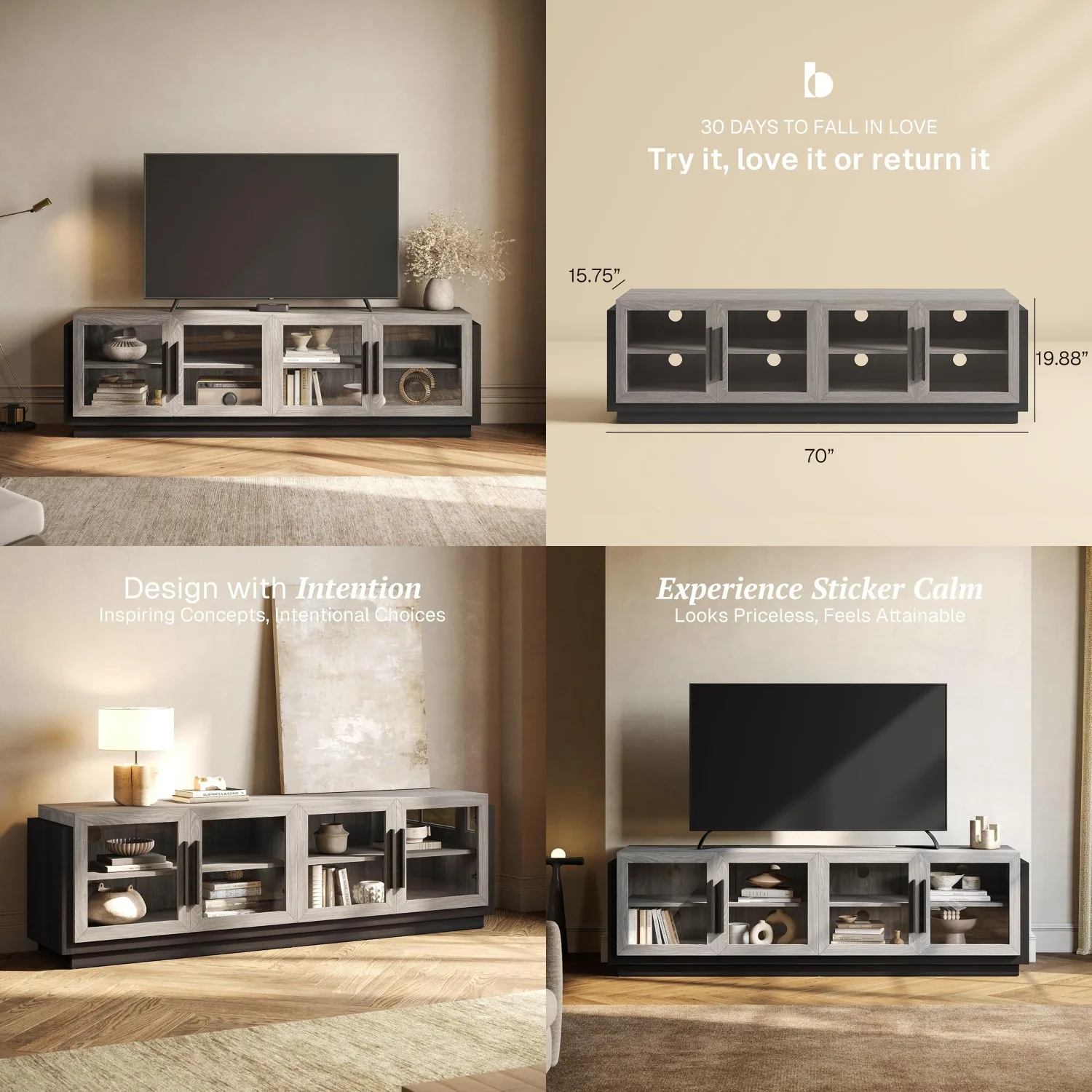 

70" TV Stand for TVs up to 75" Modern Entertainment Center Wood Storage Shelves Living Room Bedroom Furniture Customized