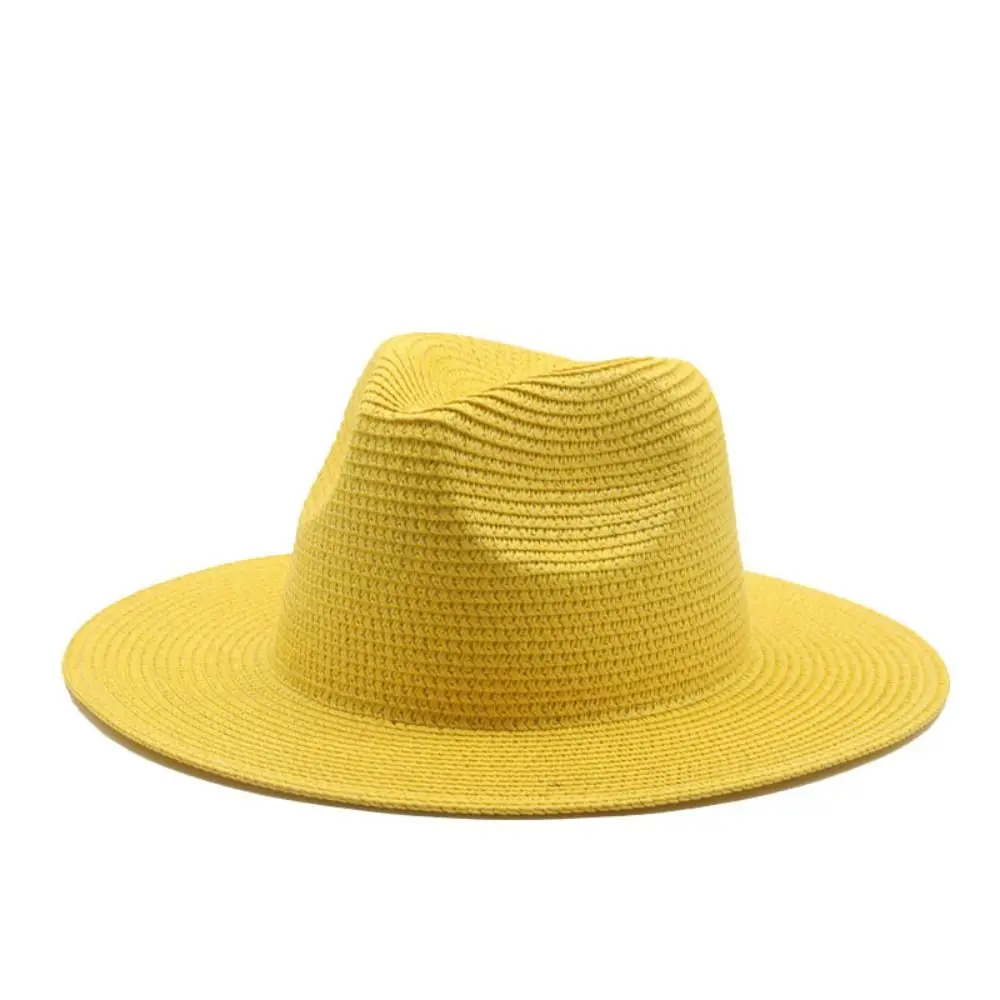 

Fashion Large Panama Jazz Hat Wide Brim Solid Color Panama Straw Hat Sun Hat UV Protection British Dress Hat Man