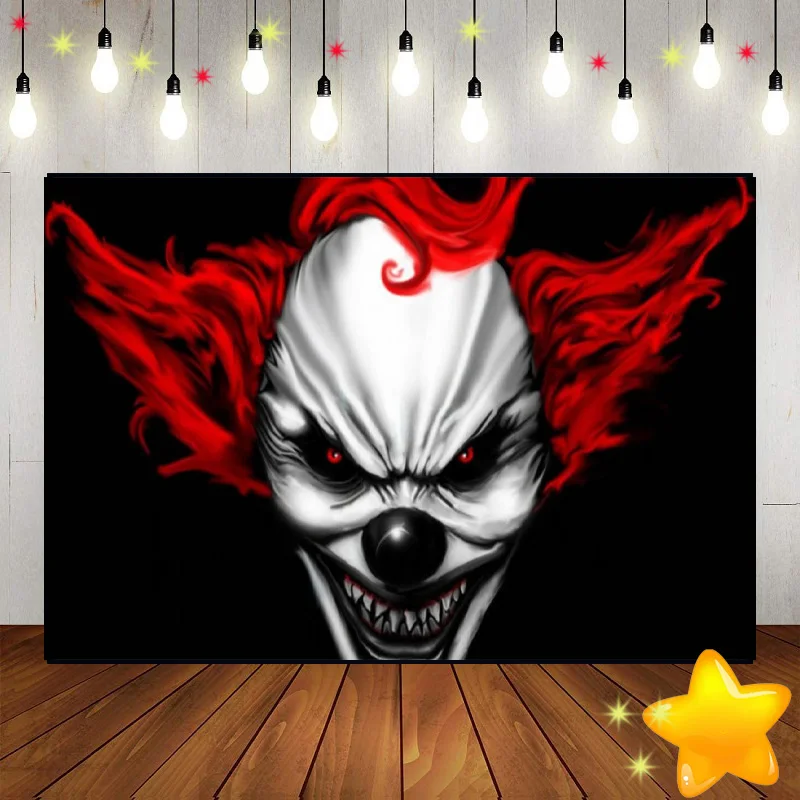 Clown Evil Circus Theme Backdrop Photography Creepy Carnival Haunted House Background Photo Decoration Custom Birthday Party