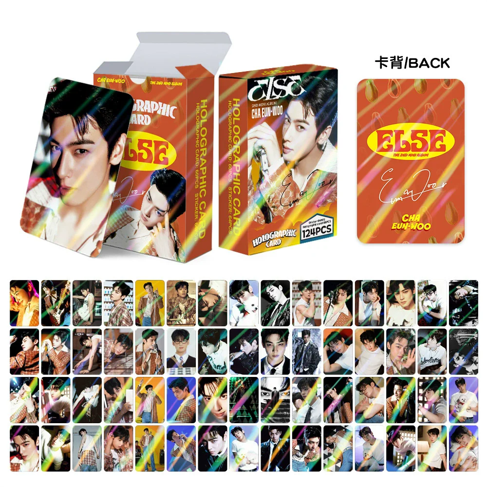 

124Pcs/Set Cha Eunwoo Album ELSE Laser Lomo Cards - Korean Idol Holographic Photocards Perfect Gift for Fans