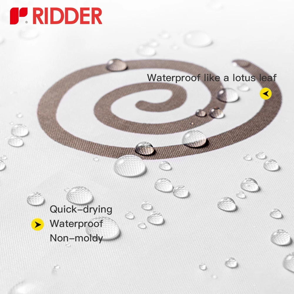 RIDDER Shower Curtain Polyester EU Standard,180x200cm Waterproof Shower Curtain swirl pattern Rust Proof Rolling Hooks