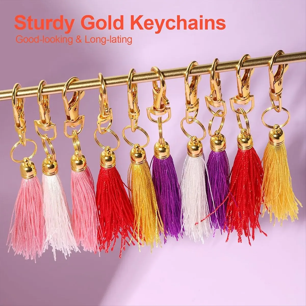 ABUA 60PCS Gold Keychain Making Kit with Lobster Claw Clasps and Key Rings for Crafts, Jewelry, and DIY Projects