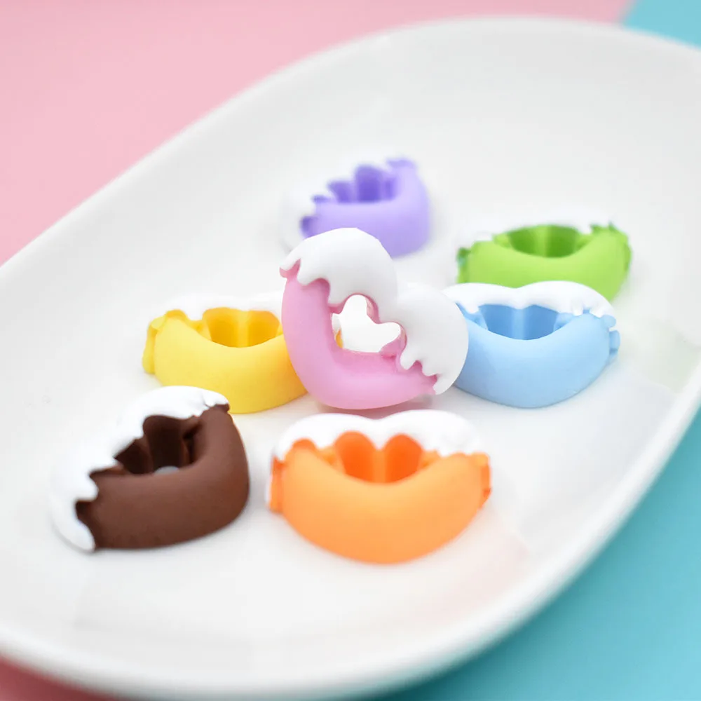 10pcs Resin Heart Donuts Fake Food Crafts Accessories Scrapbooking Material Flatback Charms Cobachon Diy Hair Phone Shell Items - Image 4