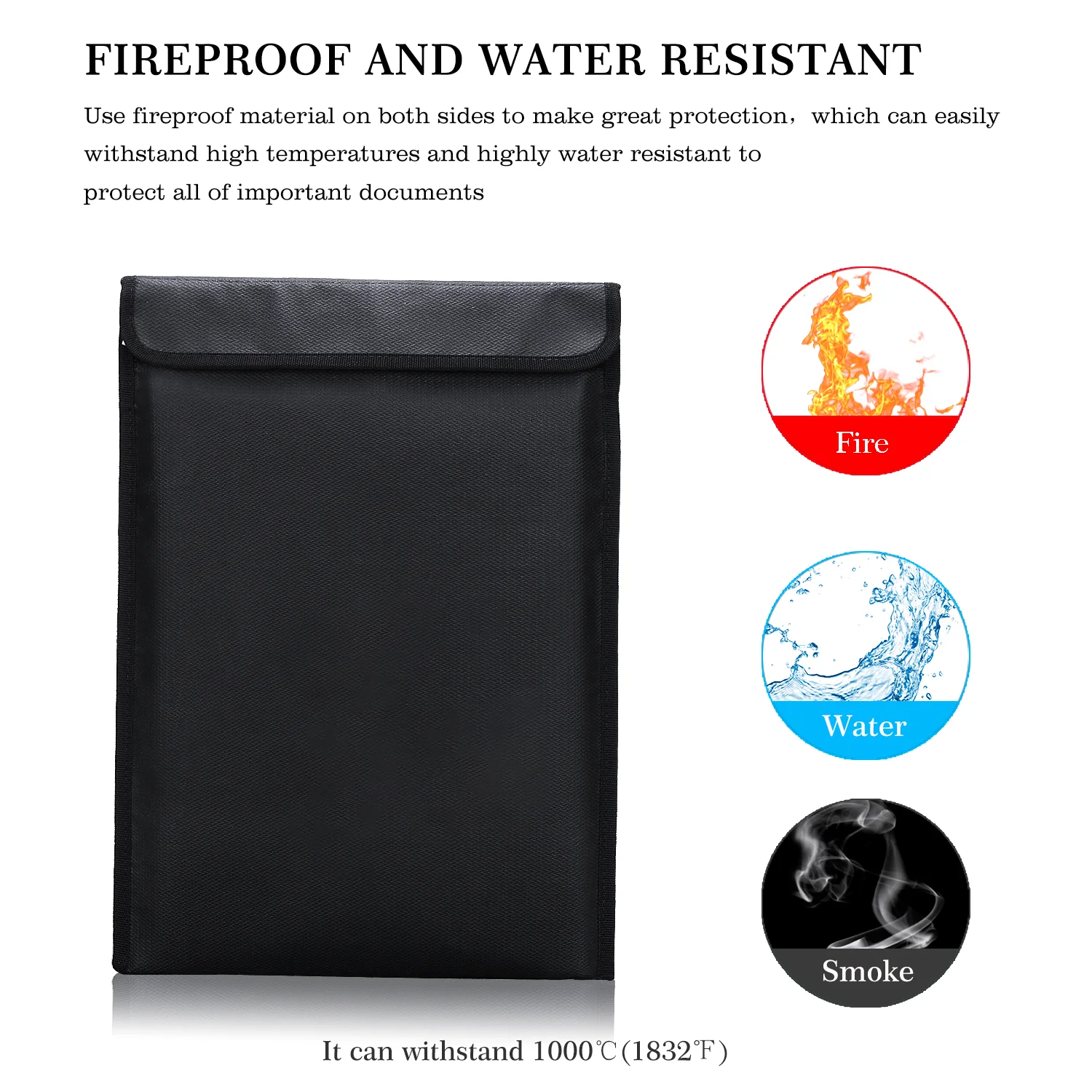 Folder Bag Waterproof Fireproof Safety Storage Bag Fireproof and Waterproof A4 Document Storage Bag for Office and Home Use