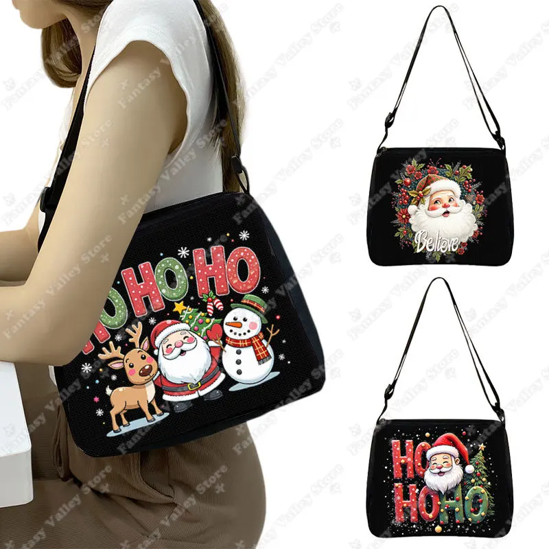 

Christmas Ho Ho Ho Graphic Shoulder Bag Believe Santa Claus Women Handbag Phone Wallet Satchel Bag Teenager Lady Messenger Bags