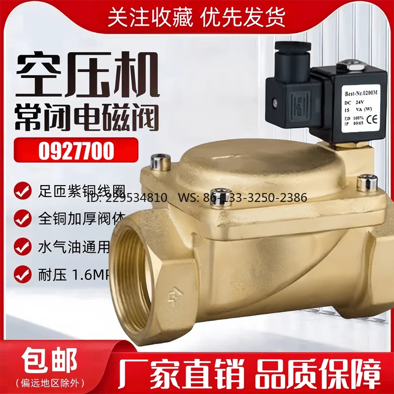 -NR.0200 pilot operated normally closed high pressure solenoid valve 0927700 air compressor valve 220V24V (2 inch)