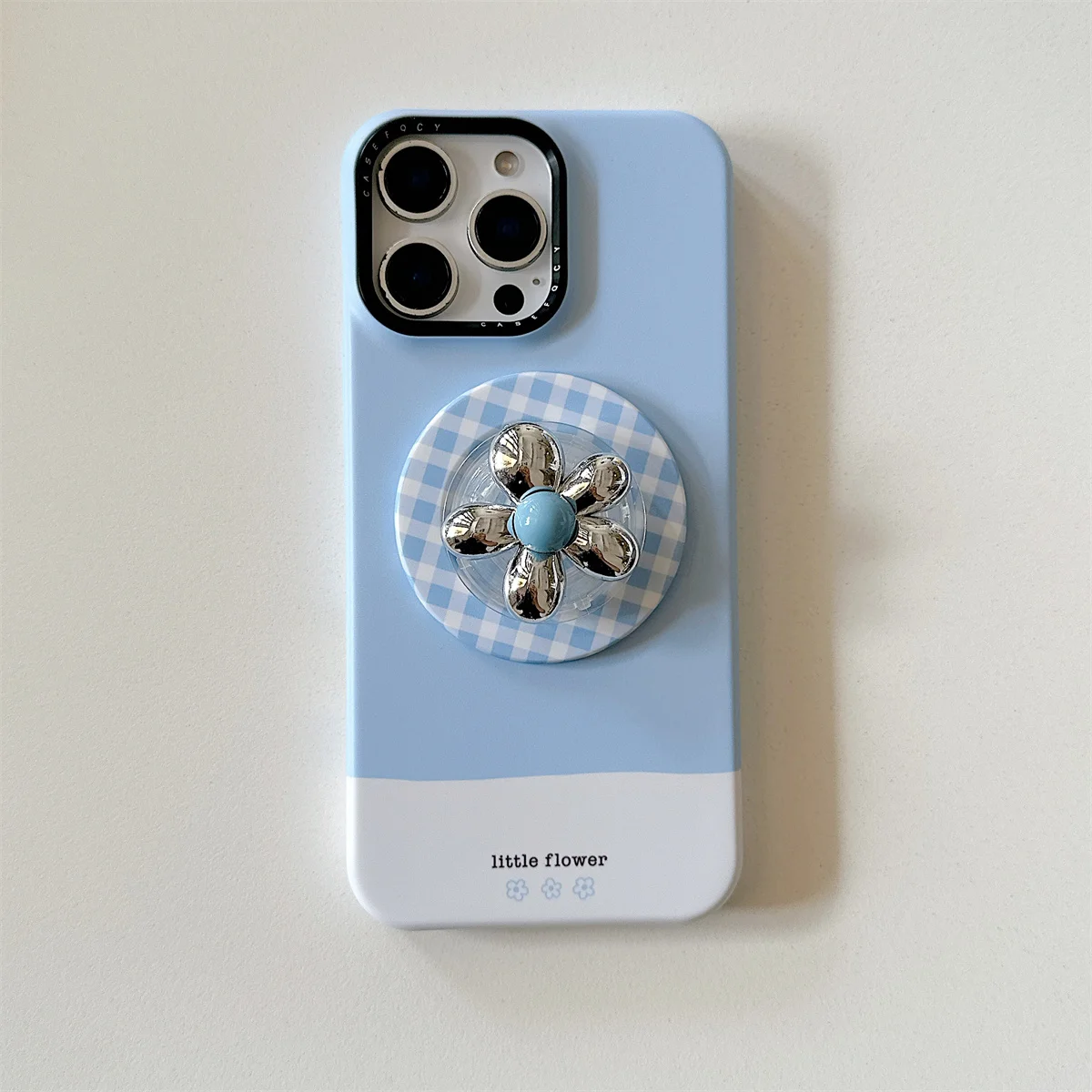 Capa de telefone magnética padrão azul coreano para iphone 16 pro 15 13 14 pro max capa com suporte bonito casos rígidos para magsafe