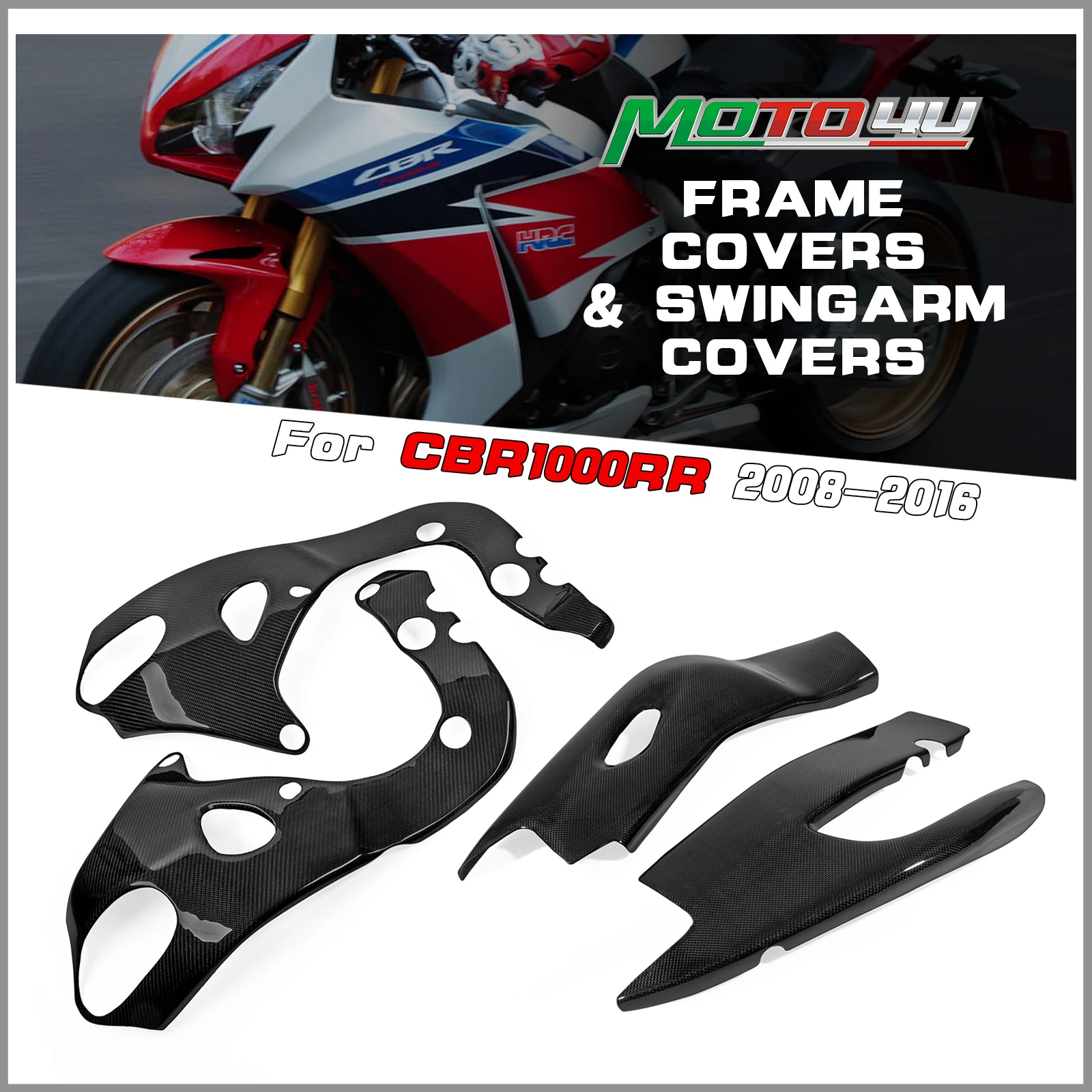 For HONDA CBR1000RR CBR 1000RR 2008-2016 Real Carbon Fiber Motorcycle Frame Covers and Swingarm Covers Protectors Full Edition
