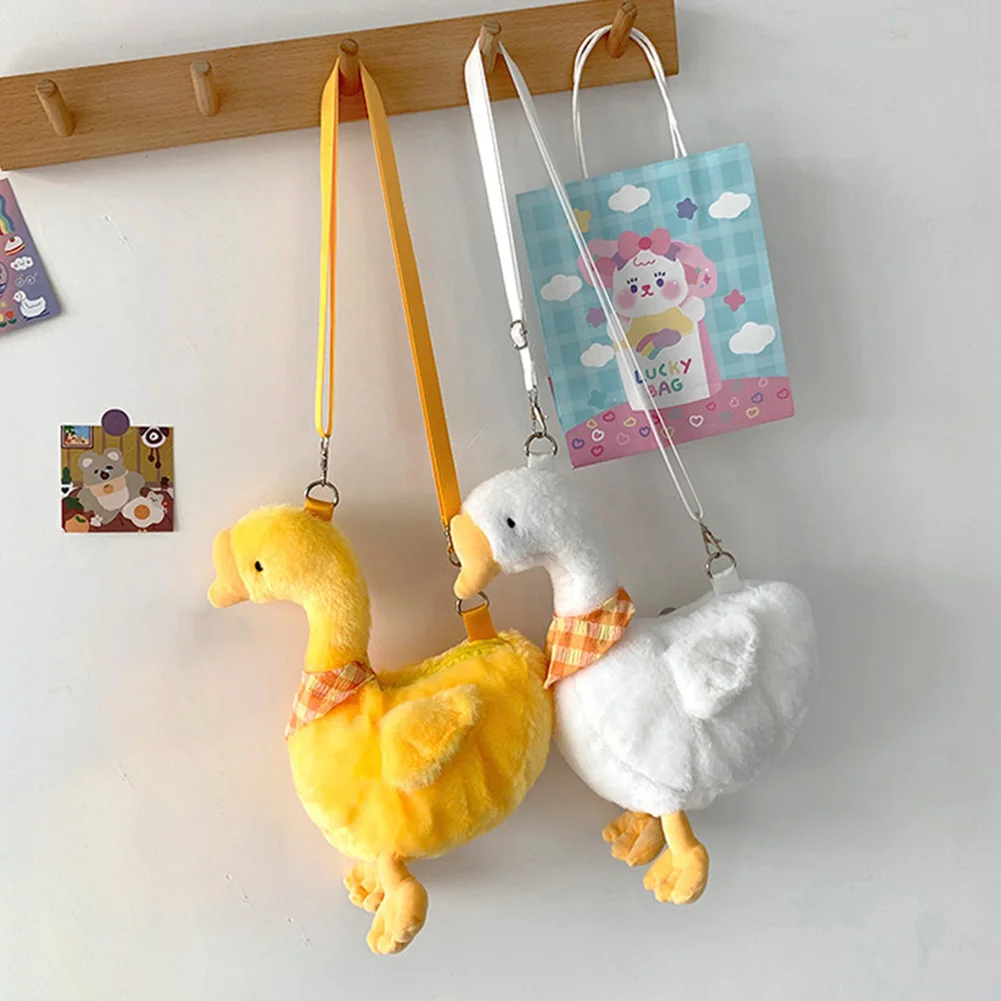 Cute Fluffy Goose Bag Cartoon Ducks Shoulder Bag for Girls Birthday Christmas Gift Kawaii Purse New Autumn Winter Crossbody Bag