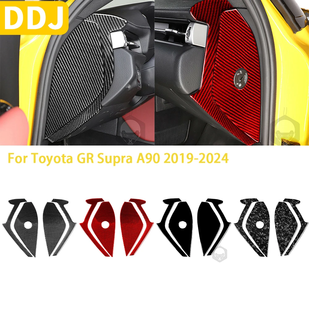 

For Toyota Supra GR A90 A91 MK5 2019-2024 Accessories Car Interior Front Instrument panel Side Trim Sticker Carbon Fiber