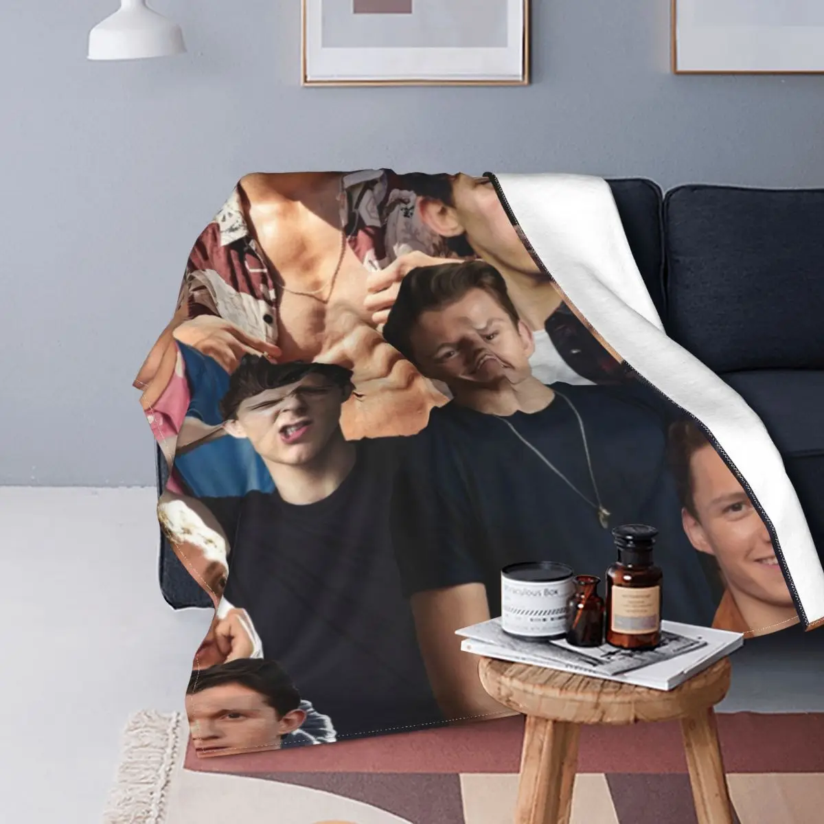 

Tom Holland Collage Flannel Blanket Movie Novelty Throw Blanket for Sofa Bedding Lounge Plush Thin Quilt