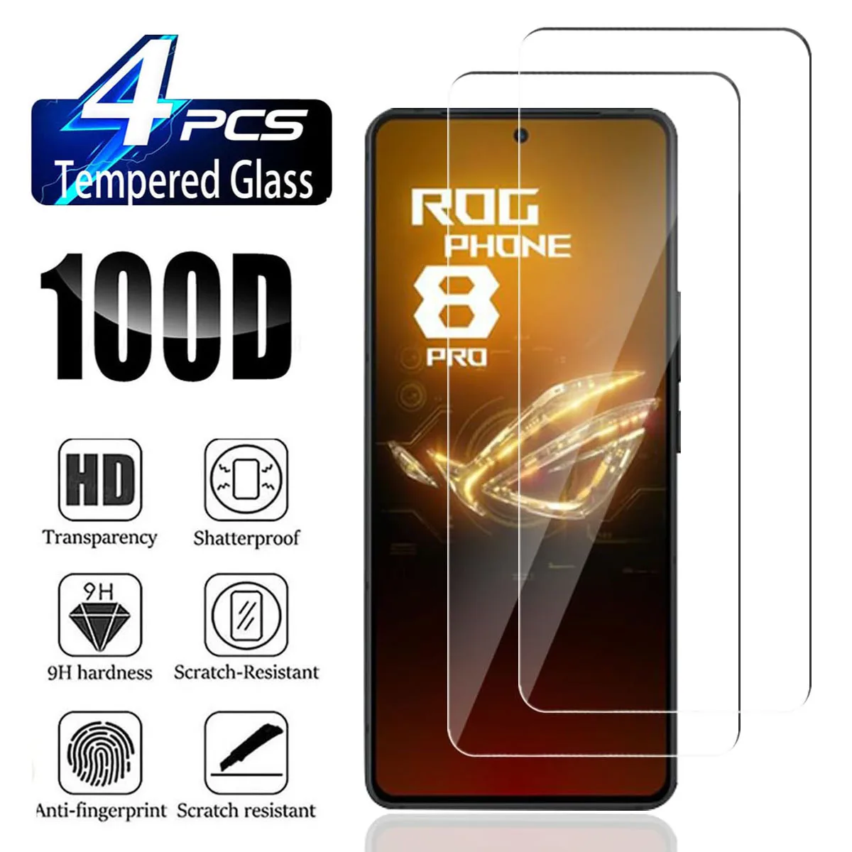 

2/4Pcs HD Tempered Glass Screen Protector for ASUS ROG Phone 8 pro 9H Hardness Anti-Shatter Clear Cover
