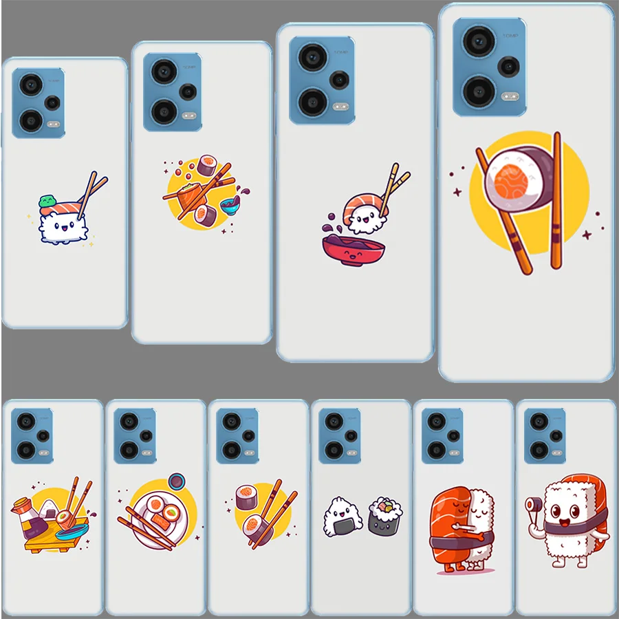 Cute Cartoon Sushi Clear Funda For Redmi Note 13 Pro 5G Plus 12 12C 10 10X 10C 10A 9 9T 9C 9A 8 8A 7 7A K70 K60 Pro 6 6A Xiaomi